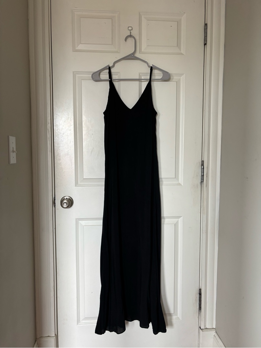 Toni Long Black Dress with Strappy Back
